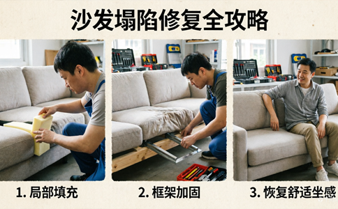 沙发塌陷修复全攻略：从局部填充到框架加固，3步恢复舒适坐感